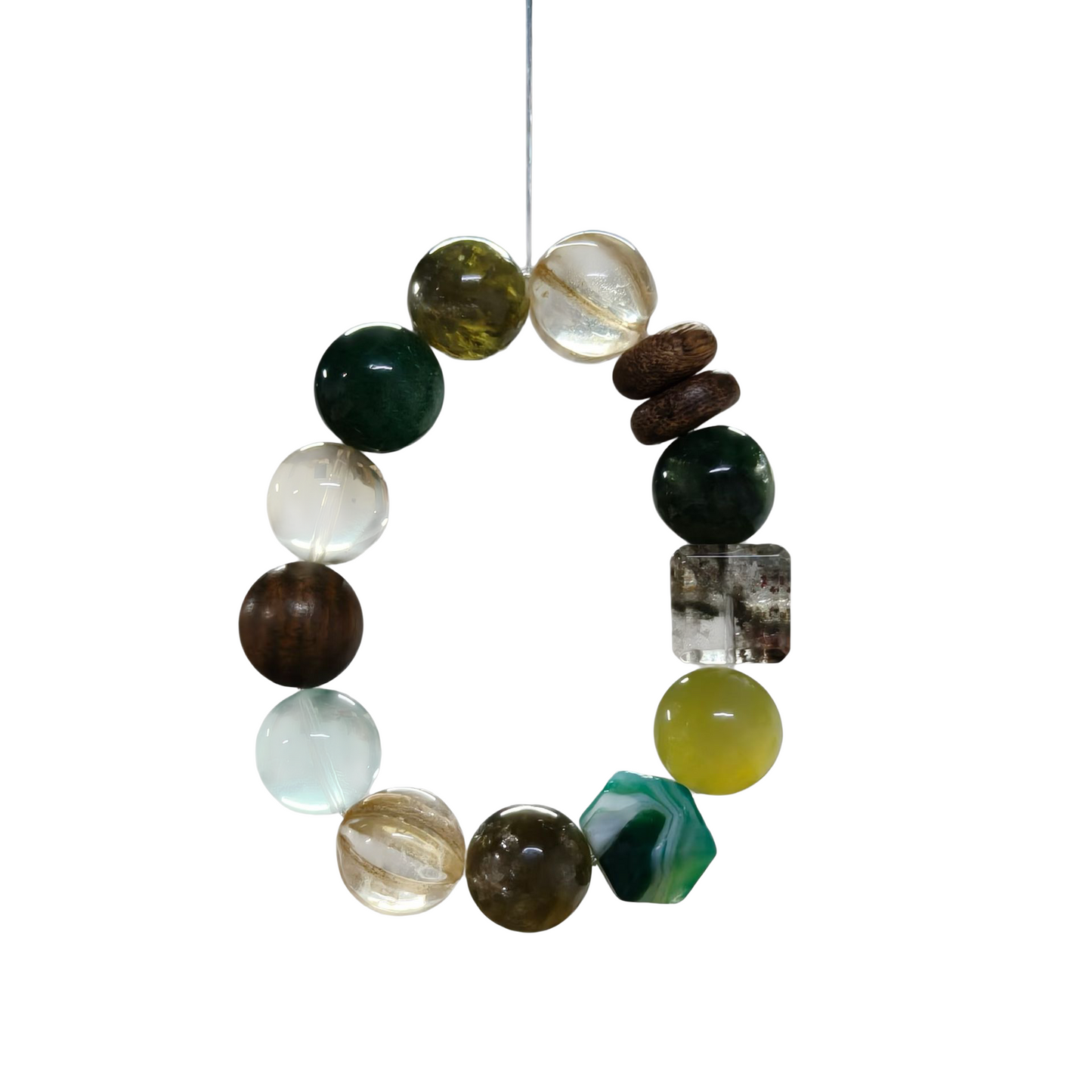 MOJOGRAY Forest Whisper · Natural Multi-Gemstone & Wood Crystal Bracelet